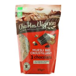 Charles Vignon Céréales Bio Muesli 3 Chocolats : Le Sachet De 375 G