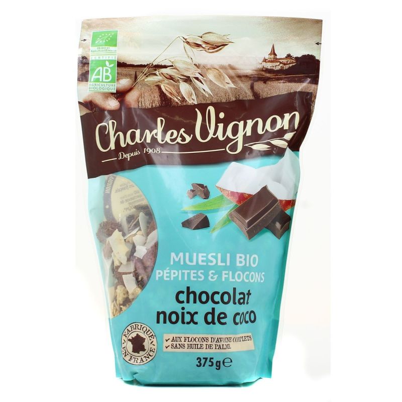 Charles Vignon Céréales Bio Muesli Chocolat Noix De Coco : Le Sachet 375G