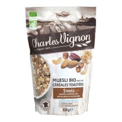 Charles Vignon Céréales Muesli 5 Noix Bio Sans Sucres Ajoutés : Le Sachet De 350G