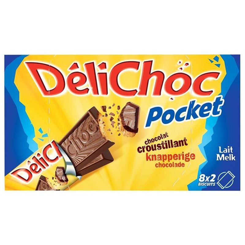 Delichoc Biscuits Nappés Chocolat Pocket Lait : La Boite De 200 G