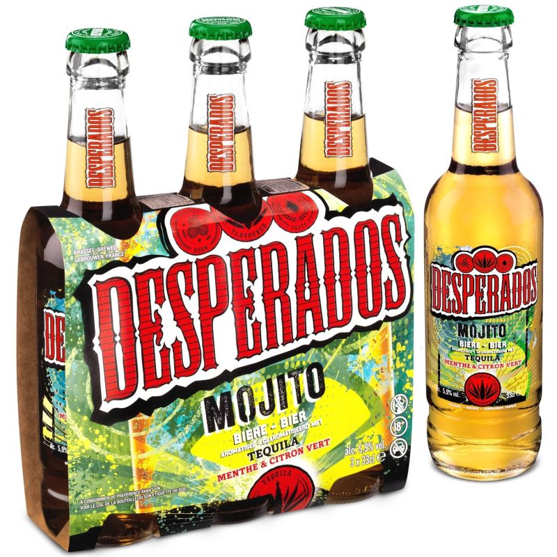 Desperados Bière Aromatisée Téquila - Mojito : Le Pack De 3 Bouteilles 33Cl