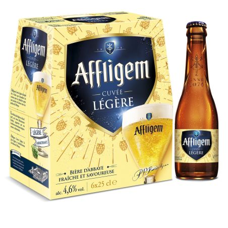 Abbaye D'Affligem Bière Blonde D'Abbaye Cuvée Légère : Le Pack De 6 Bouteilles 25Cl