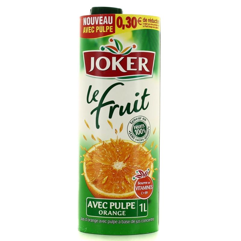 Joker Bouteille Pet 1L Orange Avec Pulpe Lefruit