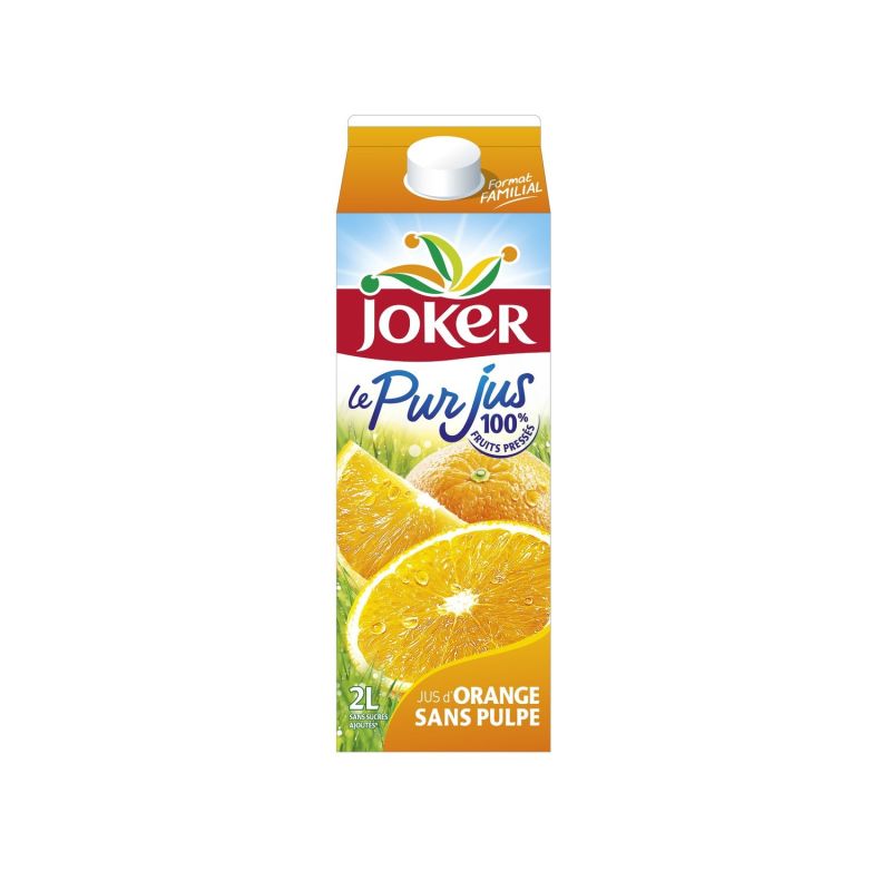 Joker Jus D'Orange Sans Pulpe Sucres Ajoutés : La Brique De 2L