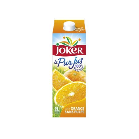 Joker Jus D'Orange Sans Pulpe Sucres Ajoutés : La Brique De 2L