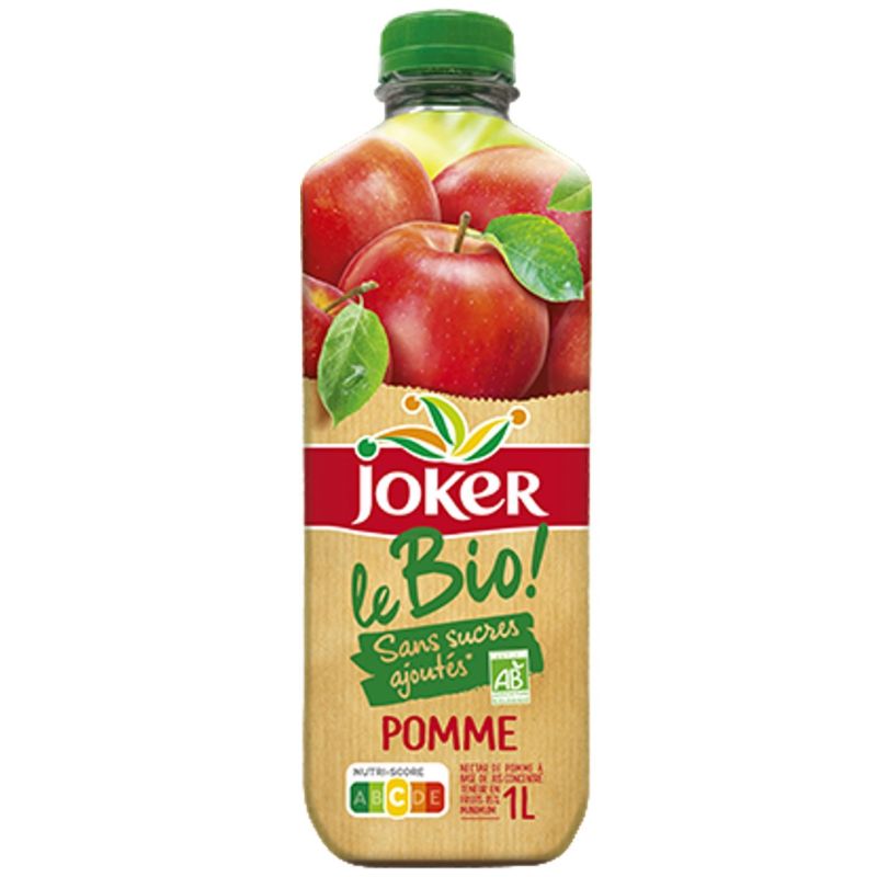 Joker Nectar Pomme À Base De Jus Concentré Sans Sucres Ajoutés Bio : La Bouteille D'1L