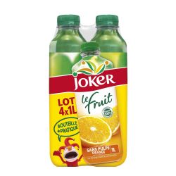 Joker Jus D'Orange Sans Pulpe Sucres Ajoutés : Le Pack De 4 Bouteilles D'1L