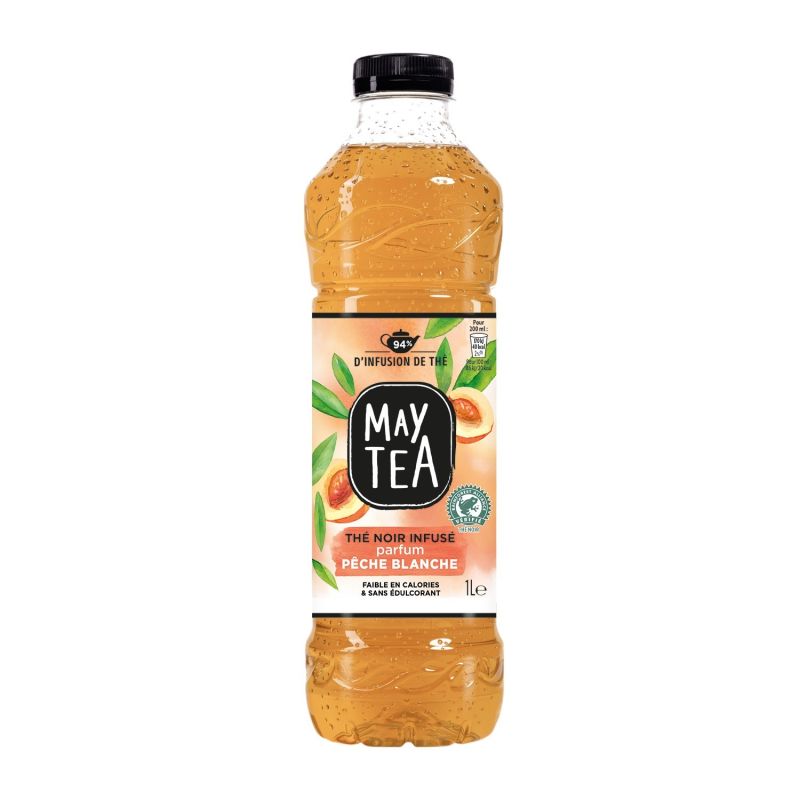 Maytea Boisson Au Thé Glacé Noir Pêche Blanche : La Bouteille D'1L