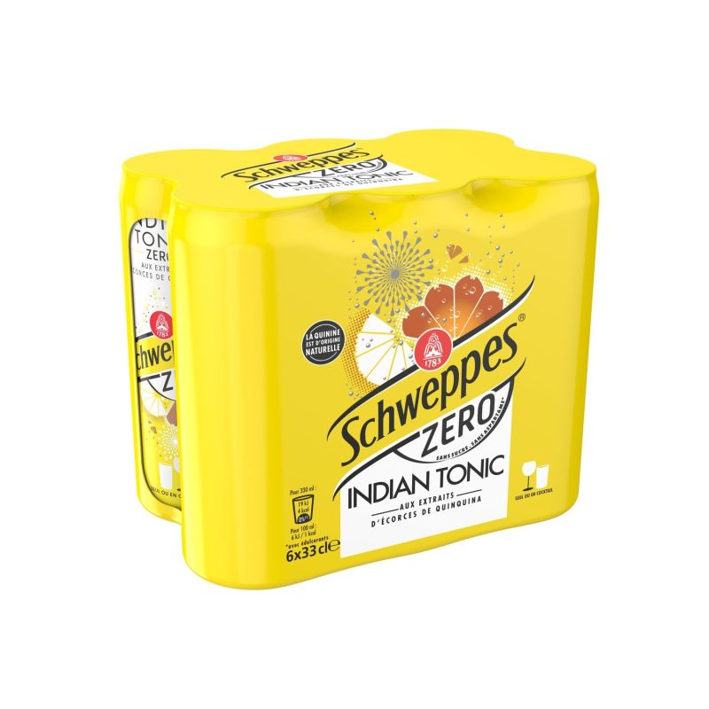 Schweppes Soda Indian Tonic Zero : Le Pack De 6 Canettes 33Cl
