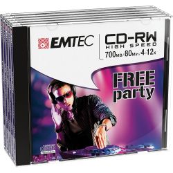 Emtec Pack De 5 Cd-Rw 700Mb/80Min 4-12X Jewel Case