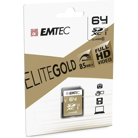 Emtec Carte Sd 64Gb Uhs-I U1 Elitegold Performance Vitesse De Lecture Jusqu'À 85Mb/S