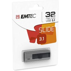 Emtec Ecmmd32Gb253 - Clé Usb 3.0 (3.1) Série Runners Collection B250 Slide 32 Go Slider Coulissant Gris, Noir