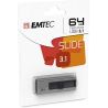 Emtec Ecmmd64Gb253 - Clé Usb 3.0 (3.1) Série Runners Collection B250 Slide 64 Go Slider Coulissant Gris, Noir