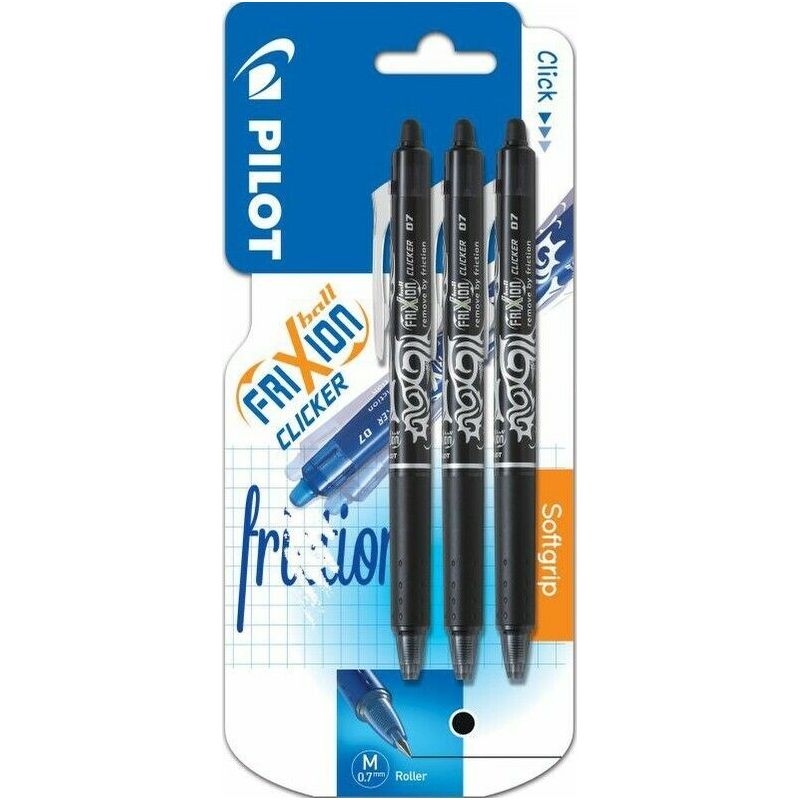 Pilot Stylo Roller Frixion Ball Noir Effaçable : Le Lot De 3 Stylos