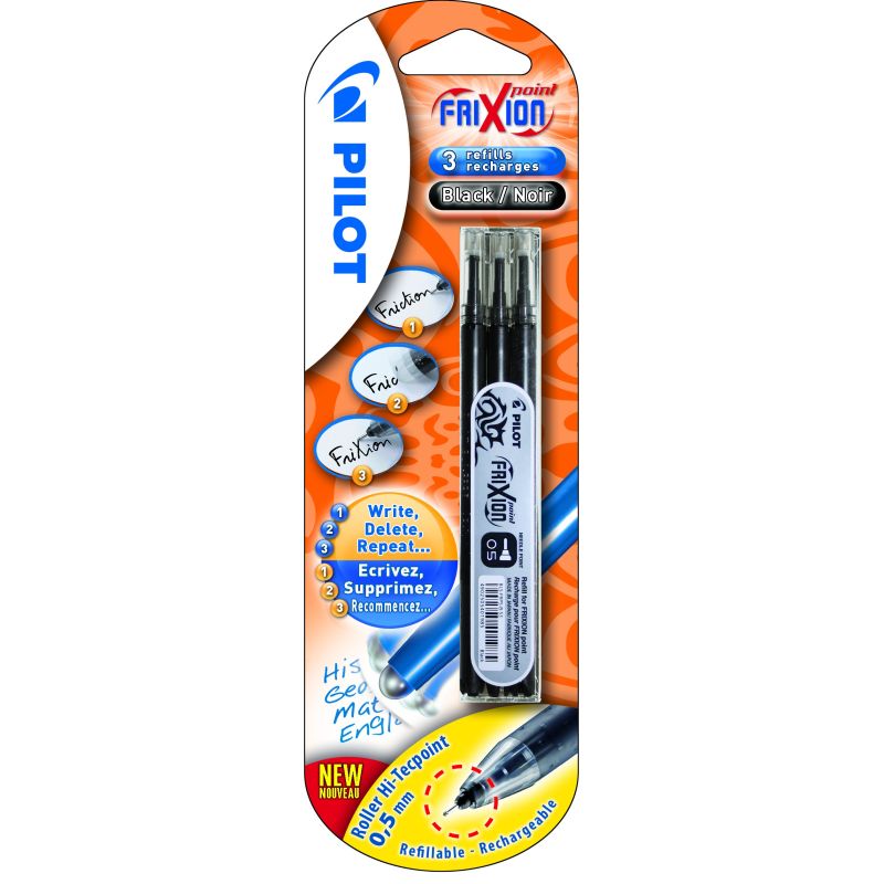Pilot 3 Rech.Frixion Noir Fin