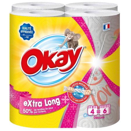 Okay Essuie-Tout Biodégradable : Les 4 Rouleaux Xxl Égal 6 De Taille Standard