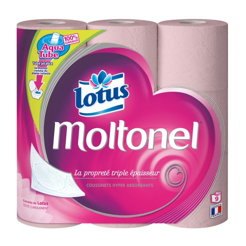 Moltonel 9 Rouleaux Papier Toilette Aquatube