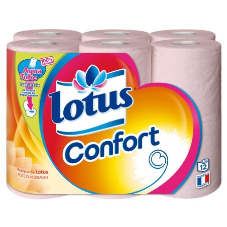 Lotus 12 Rouleaux Papier Hygienique Confort Aquatube