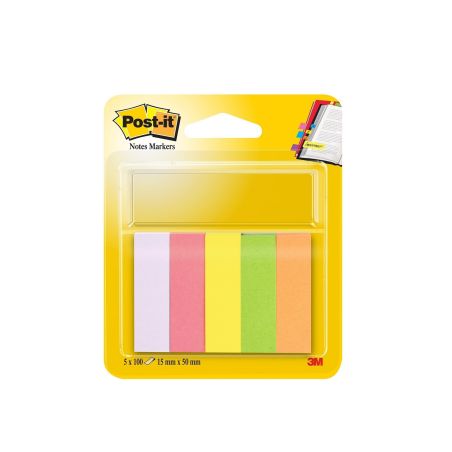 3M Post-It Marque-Pages Étui De 5X100 15X50Mm : Le Bloc