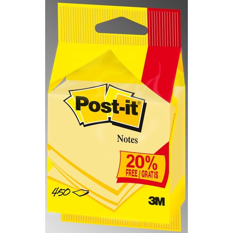 Posaint It Post-It Cube Jaune 76X76 375 + 75 Feuilles Grat.