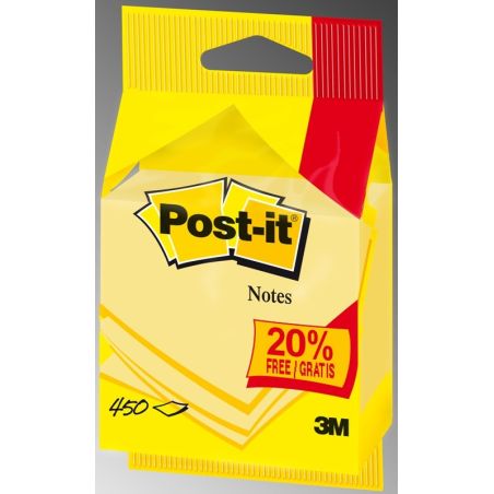 Posaint It Post-It Cube Jaune 76X76 375 + 75 Feuilles Grat.