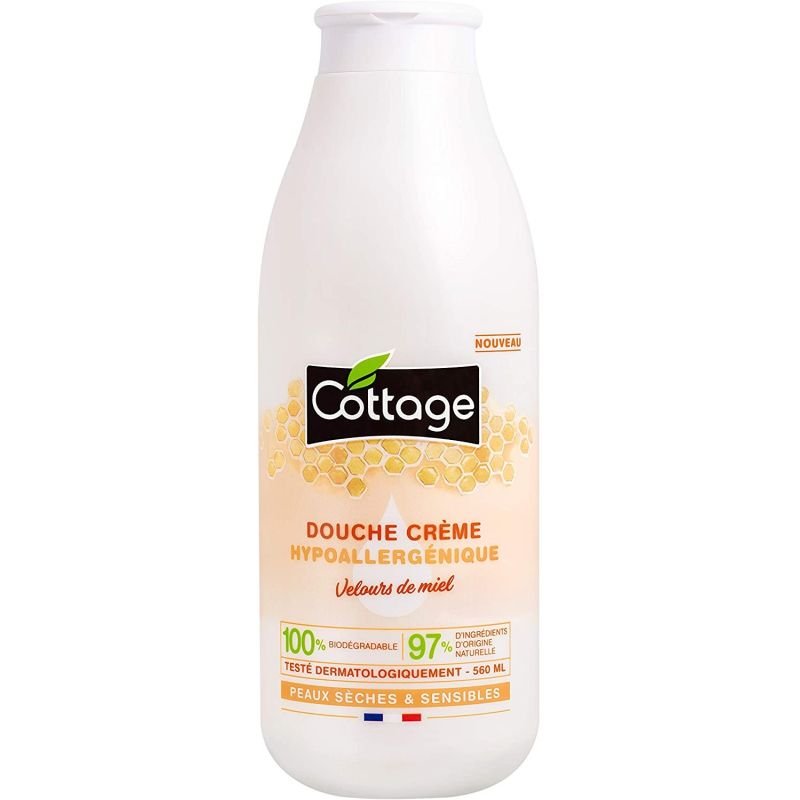 Cottage Crème Douche Hypoallergénique Velours De Miel 97 % Ingrédients Origine Naturelle 560 Ml