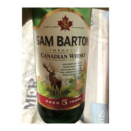 Sam Barton Whisky Canadien 5 A 40%V Bouteille 1L