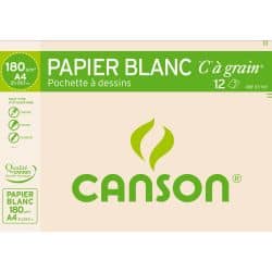 Canson Pochette De 12 Feuilles Papier Dessin C A Grain 180G - A4