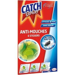 Catch Stickers Anti-Mouches Facile À Décoller, Efficace 4 Mois : La Boite De 6