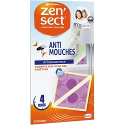 Zensect Zen'Sect Stickers Autocollants Anti-Mouches, Décoratifs, Forme Triangulaire, Pack De 8 Pièces