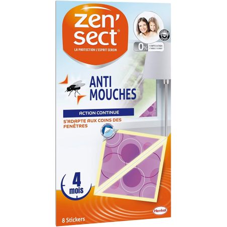 Zensect Zen'Sect Stickers Autocollants Anti-Mouches, Décoratifs, Forme Triangulaire, Pack De 8 Pièces
