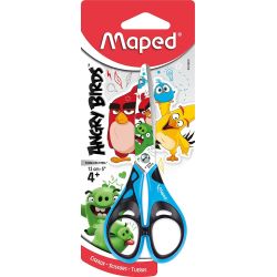 Maped Paire De Ciseaux 13 Cm Angry Birds Avec Lame En Acier, Bouts Ronds Et Anneaux Soft Confort
