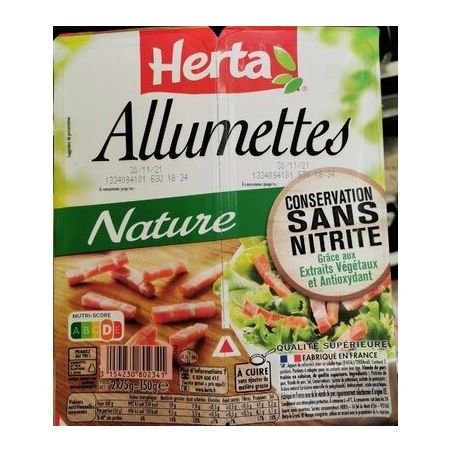 Herta 2X75G Alumettes Natures Sans Nitrite