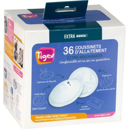 Tigex Coussinets D'Allaitement Blancs Extra Absorbants : La Boite De 36