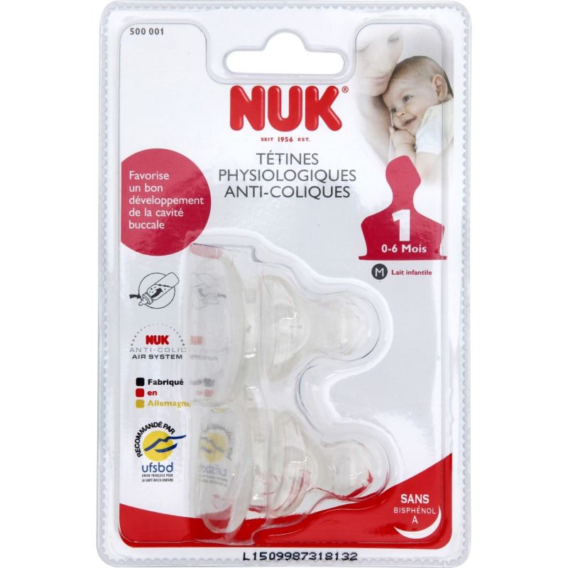 Nuk Tétine Physiologiques Silicone T1 : Le Lot De 2 Tétines