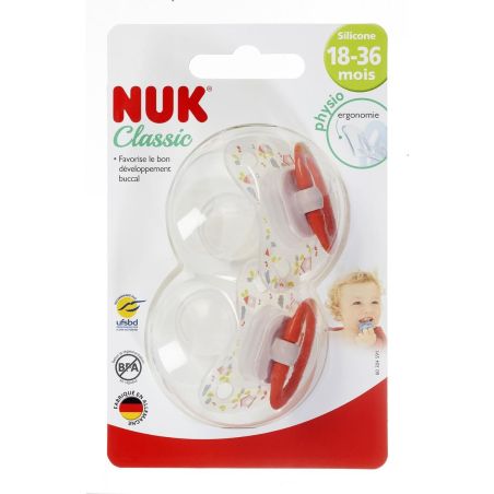 Nuk Sucettes En Silicone Taille 18-36 Mois Modèle Fille : Le Lot De 2