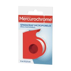 Mercurochrome Sparadrap Microporeux : Le Rouleau De 5 M X 2,5 Cm