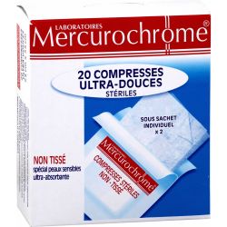 Mercurochrome Compresses Stériles 7,5X7,5Cm : La Boite De 20
