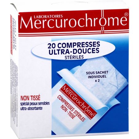 Mercurochrome Compresses Stériles 7,5X7,5Cm : La Boite De 20