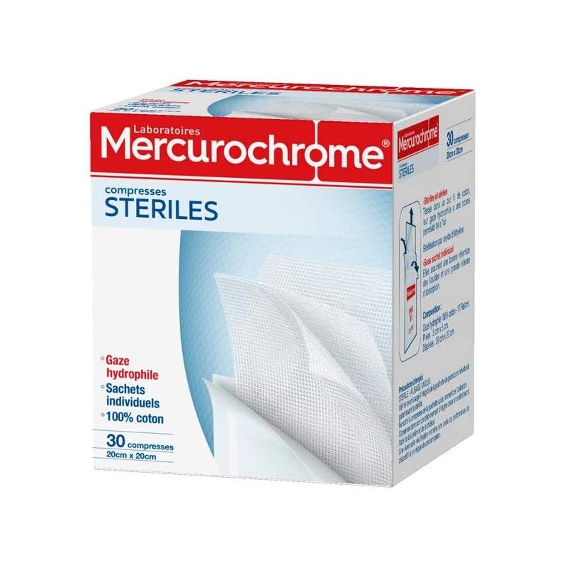 Mercurochrome Compresses Stériles 20 X Cm : La Boite De 30