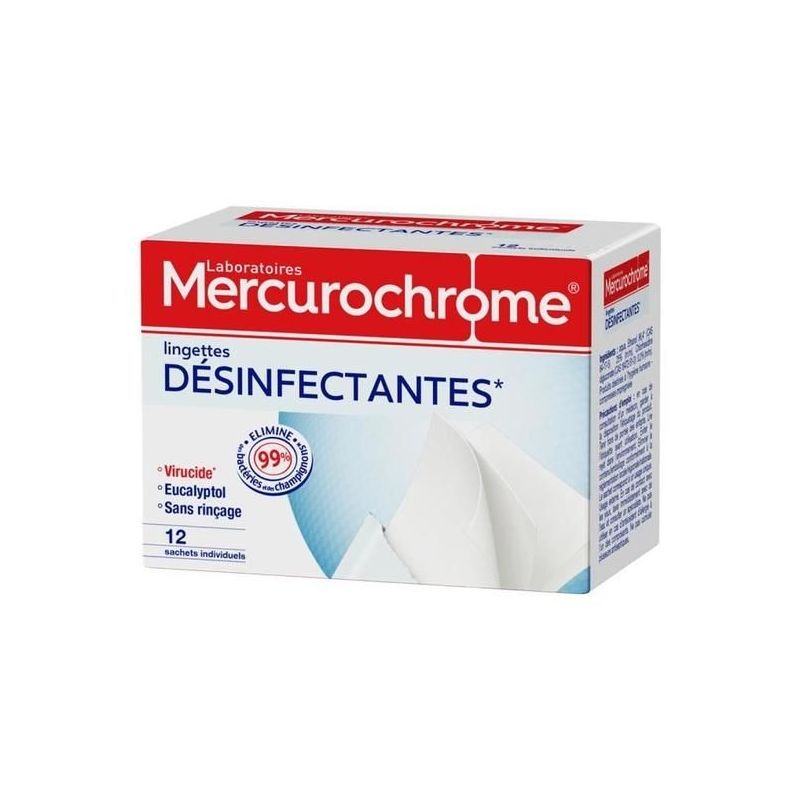 Mercurochrome Lingettes Desinfectantes Sachet Individuel X12