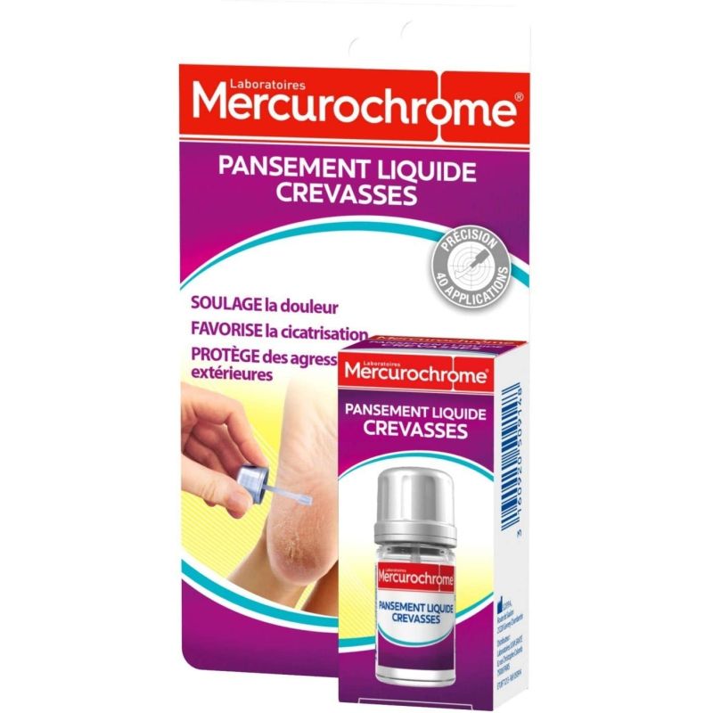Mercurochr Mercurochrome Pansement Liquide Crevasses Des Pieds 3,25 Ml