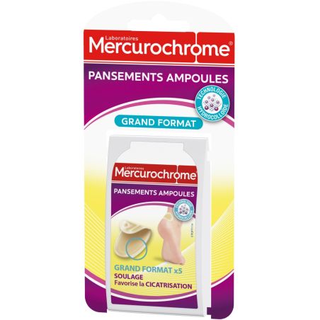 Mercurochrome Pansements Ampoules Grand Format : La Boite De 5