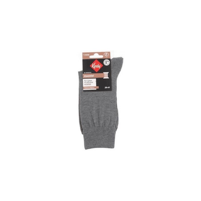 Kindy Chaussettes Hommes Pur Fil D'Ecosse Pieds Sensibles Gris 39/41