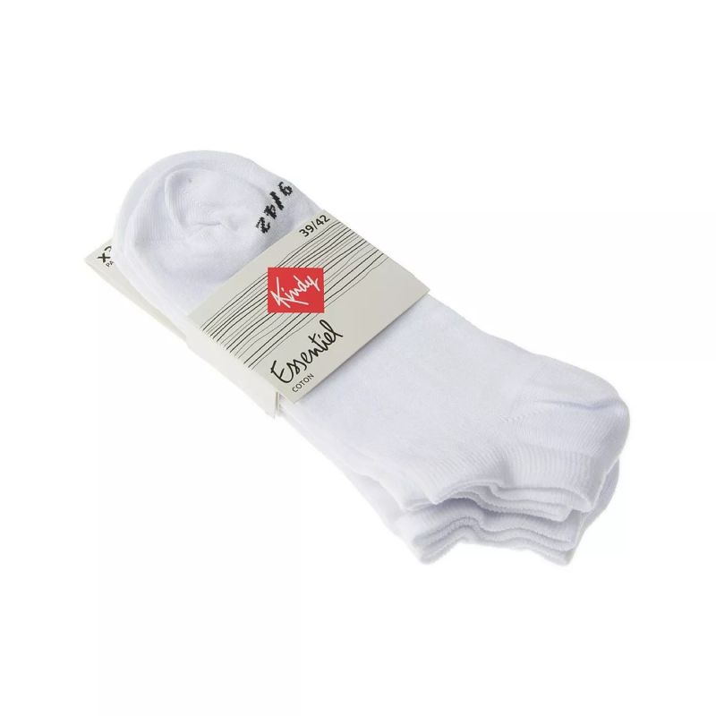 Kindy Mini-Chaussettes - Lot De 3 Sans Bouclette Fine Coton Blanc Essentiel 43/46