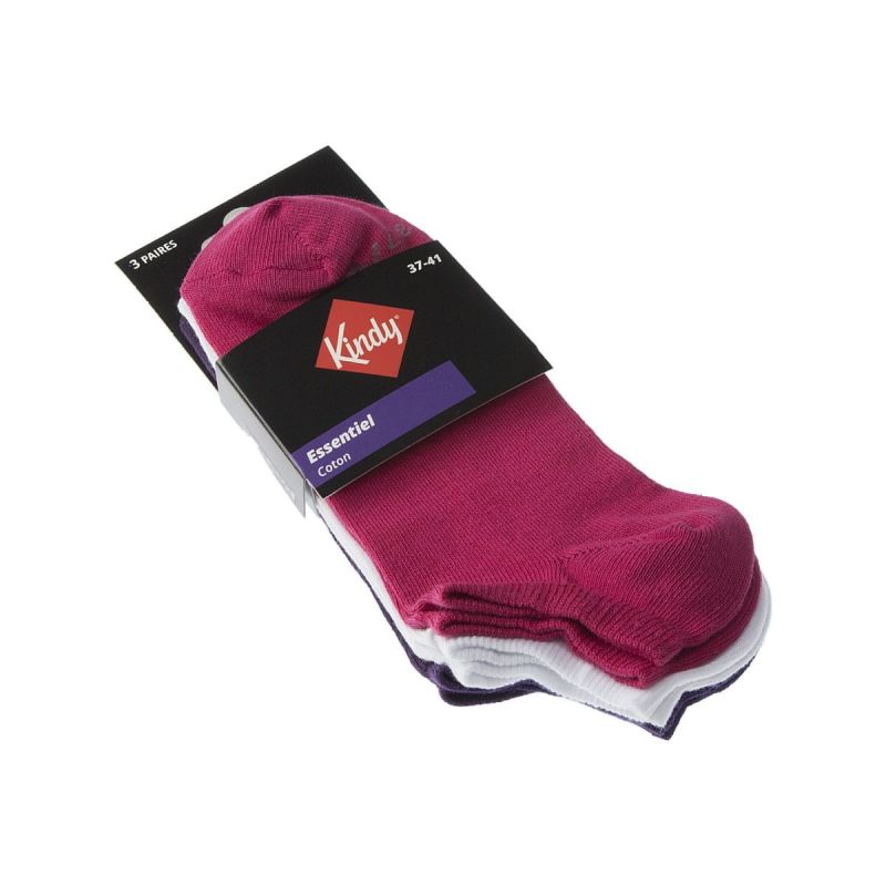 Kindy Chaussette Mini-Chaussettes - Lot De 3 Sans Bouclette Fine Coton Essentiel 37/41