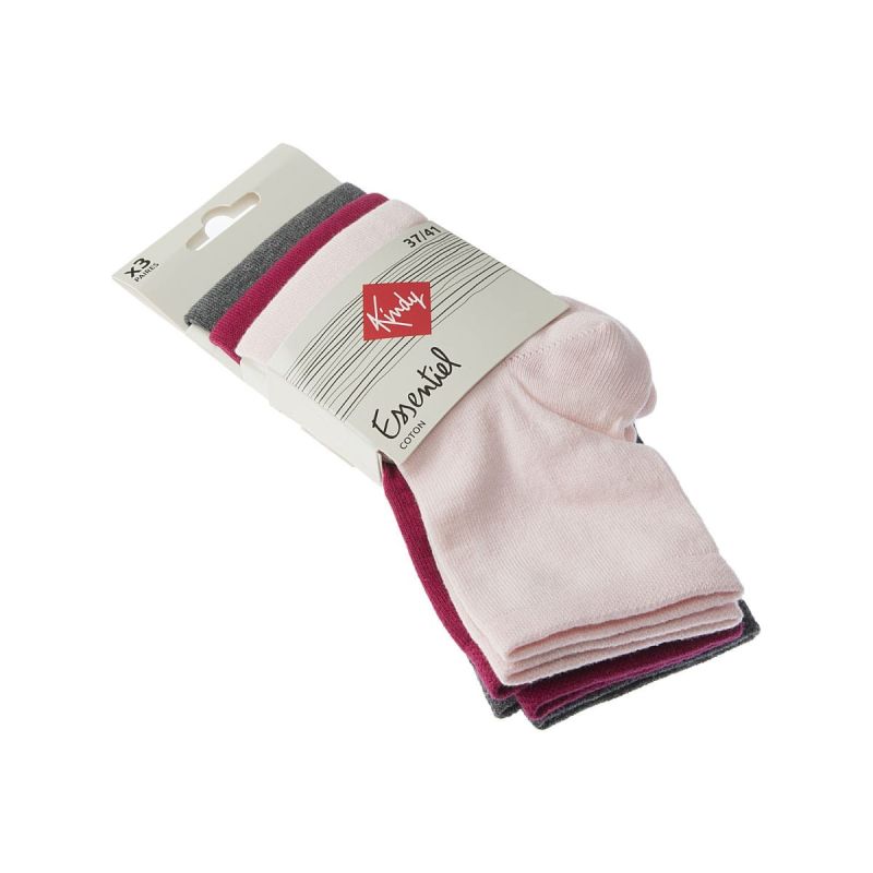 Kindy Chaussette Courtes - Lot De 3 Sans Bouclette Fine Coton 37/41