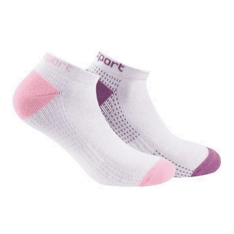 Kindy Pack De 2 Paires D'Invisibles Sport Femme Jersey 37/41 Blanc-Rose