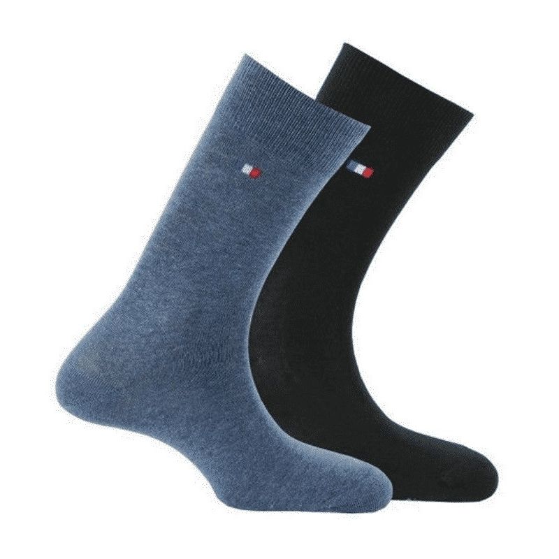 Kindy Lot De 2 Paires Chaussettes Fabriquées En France Jean Noir 39/42
