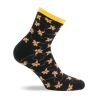 Kindy Socquettes Fleurs En Coton Made In France Noir 37/41